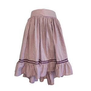 VINTAGE handmade gingham skirt purple ruffled square dance